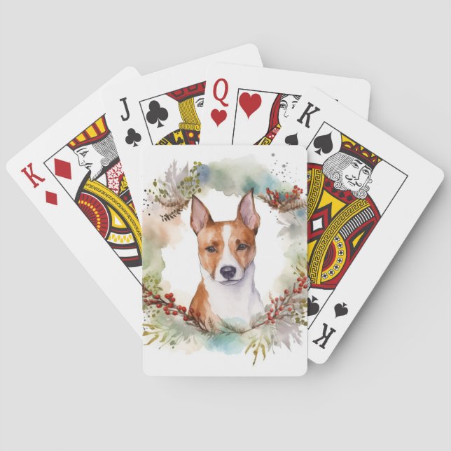 Basenji Weihnachtskraut Festliche Jungfrau Spielkarten (Rückseite)