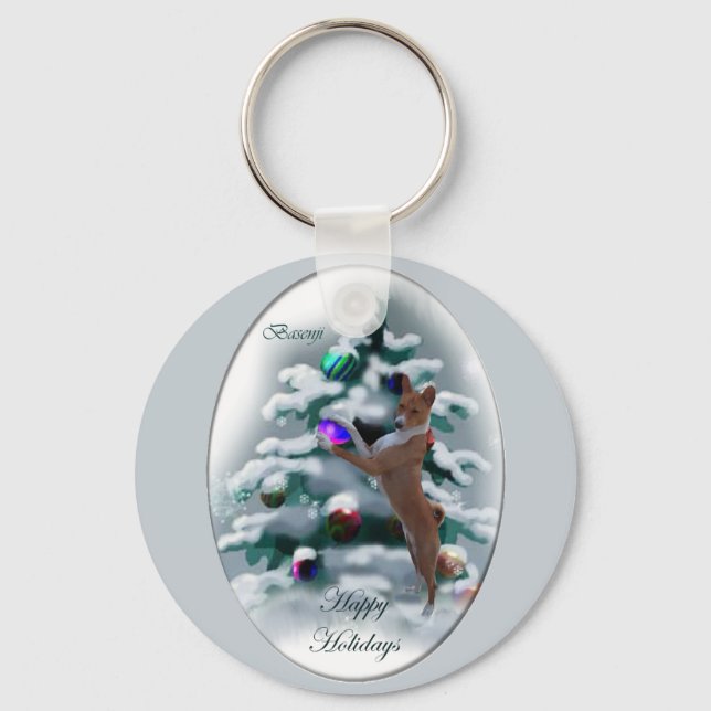 Basenji Weihnachtspenden Schlüsselanhänger (Vorderseite)