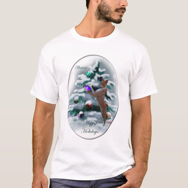 Basenji Weihnachtspenden T-Shirt (Vorderseite)