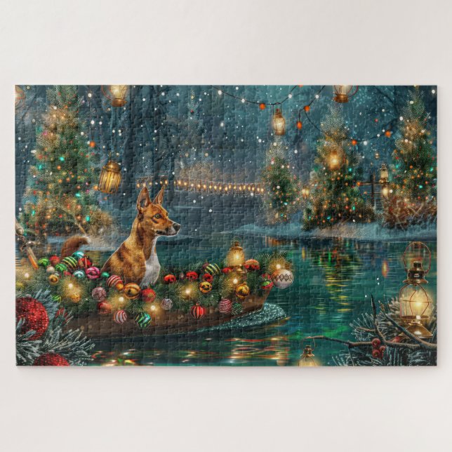 Basenji Weihnachtsreise (Horizontal)