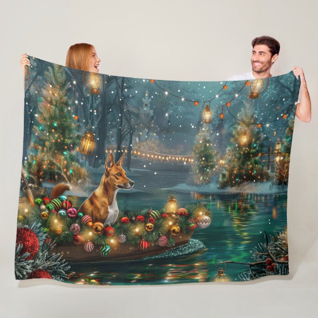 Basenji Weihnachtsreise Fleecedecke (Beispiel)