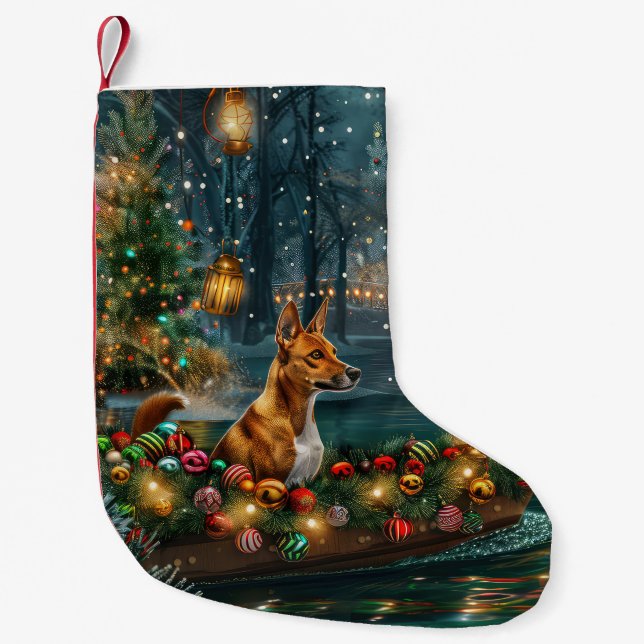 Basenji Weihnachtsreise Kleiner Weihnachtsstrumpf (Vorderseite)