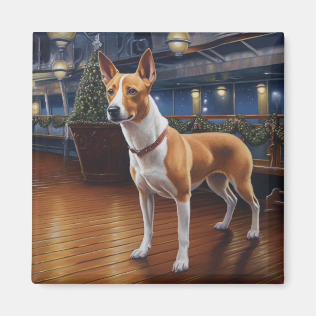 Basenji Weihnachtsreise: Pawsome Holiday Delight Magnet (Vorne)