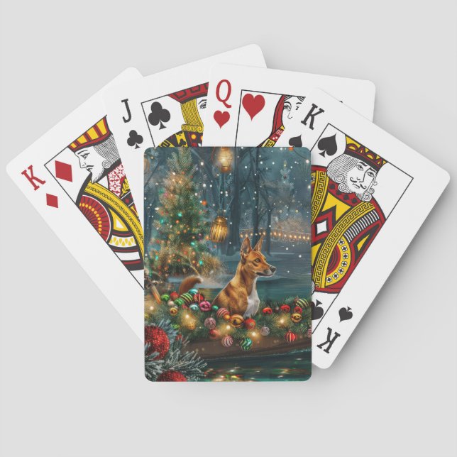 Basenji Weihnachtsreise Spielkarten (Rückseite)