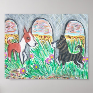 Basenjis am Beach Art Poster