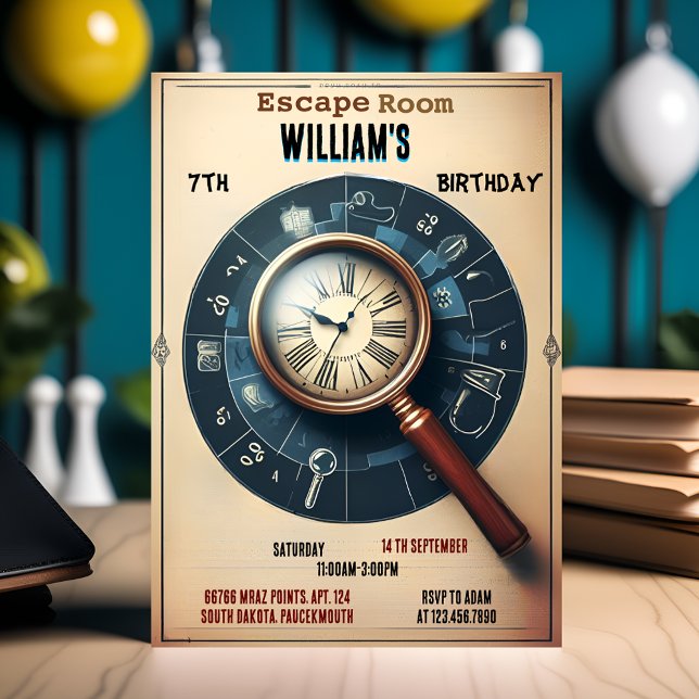 Bash Clue Spy Escape Room 7. Geburtstag Einladung (Von Creator hochgeladen)