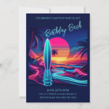 Bash-Sunset Surfboard Neon Lights-
