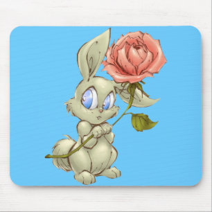 Bashful Bunny und Rose Mousepad