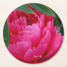 Bashful Pink Peony Runder Pappuntersetzer