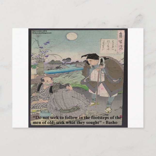 Bashō & Berühmtes Zitat Postkarte (Vorderseite)