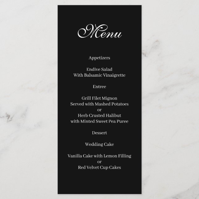 Basic and Elegant black and white Menu Menükarte (Vorderseite)