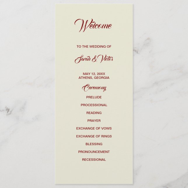 Basic and Elegant double side program card  Programm (Vorderseite)