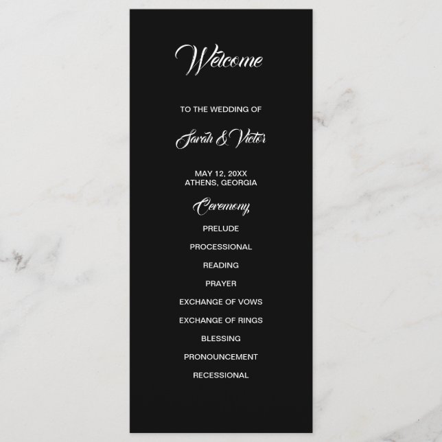 Basic and Elegant double sided program card Programm (Vorderseite)