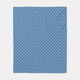 Basic Blue/Baby Blue Gingham Diagonal Plaid Fleecedecke