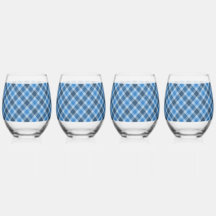 Basic Blue/Baby Blue Gingham Diagonal Plaid