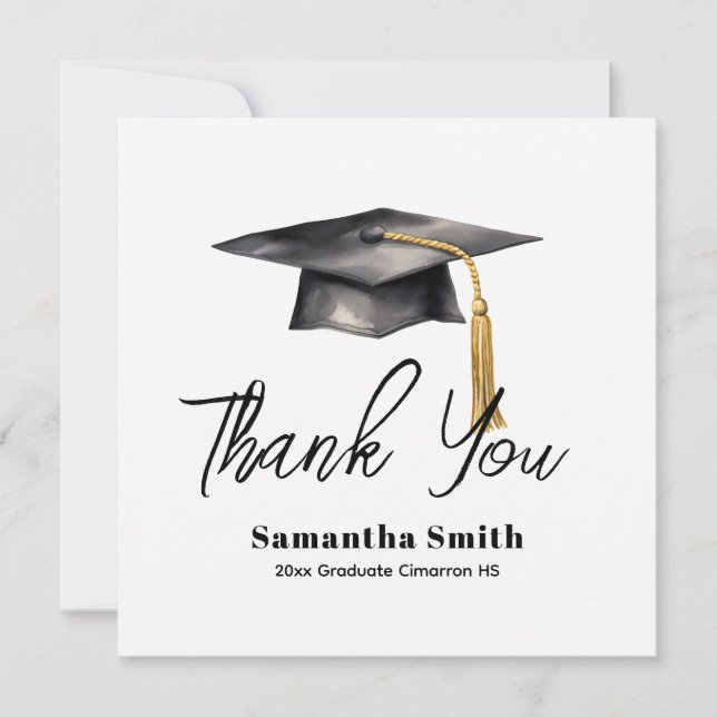 Basic Graduation Party Flat Thank You Card Dankeskarte (Vorderseite)