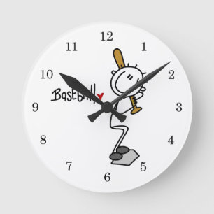 Basic Male Stick Figure Baseball T-shirts und Gift Runde Wanduhr