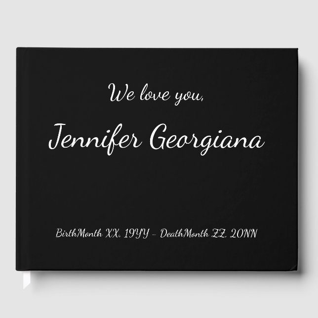 Basic & Minimalistisch Memorial Gästebuch (Vorderseite)