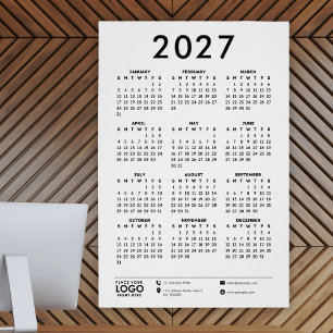 Basic Modern 2027 Firmenlogo-Kalender Poster
