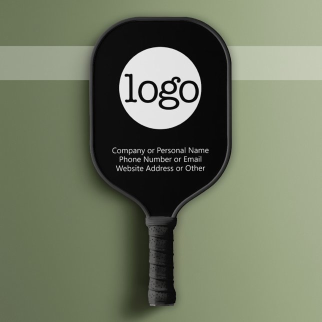 Basic Office Business Logo & Text KÖNNEN schwarz E Pickleball Schläger (Custom Logo Pickleball Paddle)