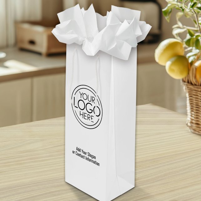 Basic Office-Firmenlogo mit Kontaktinformationen Geschenktüte Für Weinflaschen (Custom Tall Gift Bag with Logo)