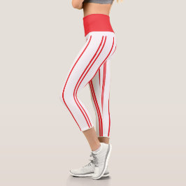 "Basic Red and White Strip" Hochgeschlagene Capris