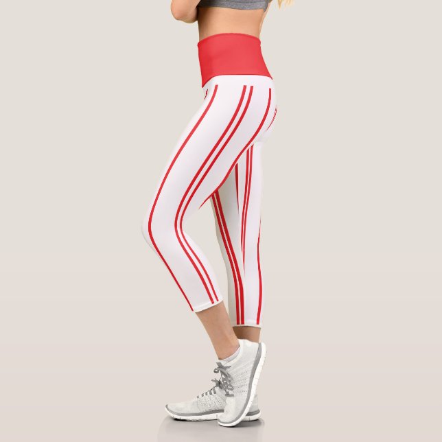 "Basic Red and White Strip" Hochgeschlagene Capris (Links)