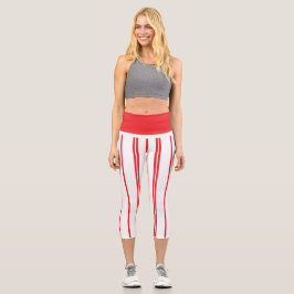 "Basic Red and White Strip" Hochgeschlagene Capris