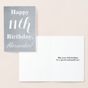 Basic Silver Foil 11. Geburtstag + Individuelle Na Folienkarte