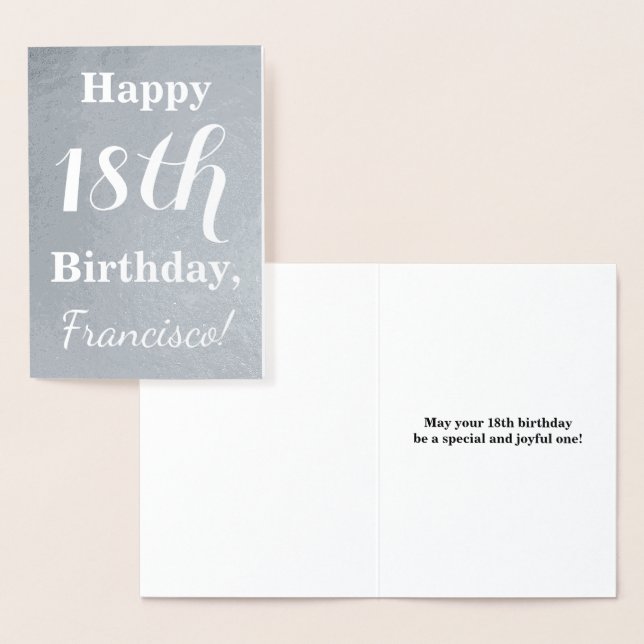 Basic Silver Foil 18. Geburtstag + Individuelle Na Folienkarte (Anzeige)