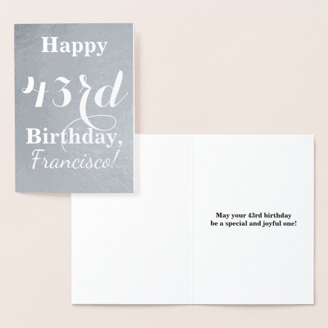 Basic Silver Foil "Happy 43. Geburtstag" + Name Folienkarte (Anzeige)