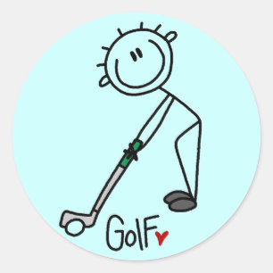 Basic Strichmännchen Golf T - Shirt und Geschenke Runder Aufkleber