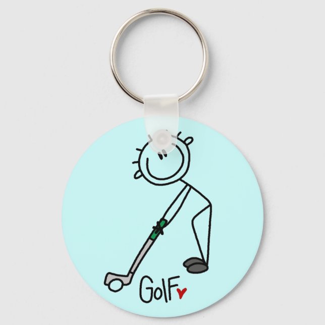 Basic Strichmännchen Golf T - Shirt und Geschenke Schlüsselanhänger (Vorderseite)