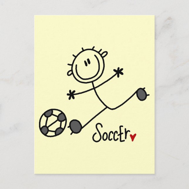 Basic Strichmännchen Soccer T - Shirt und Geschenk Postkarte (Vorderseite)