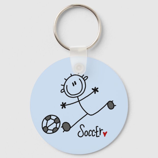 Basic Strichmännchen Soccer T - Shirt und Geschenk Schlüsselanhänger (Vorderseite)