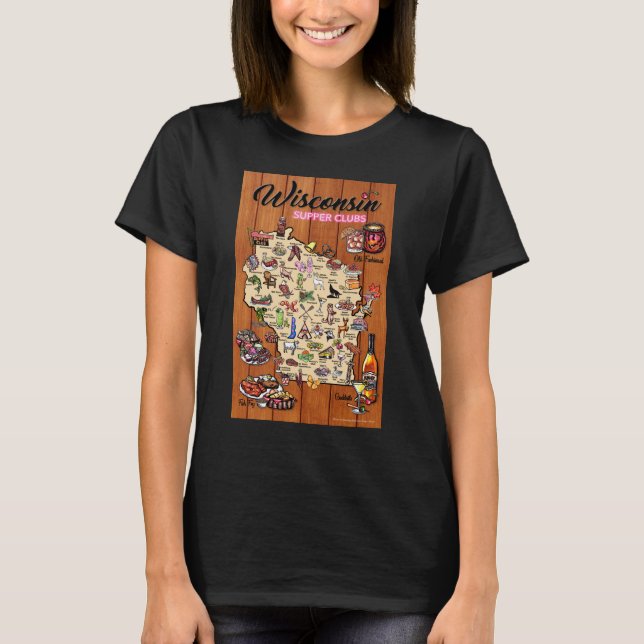 Basic T- Unisex - Wisconsin Supper Club Karte T-Shirt (Vorderseite)
