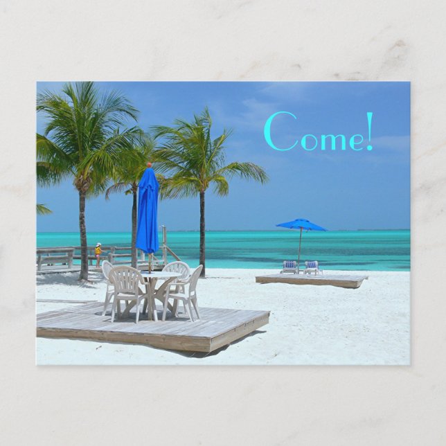 BASIEREND AUF BAHAMA SCHÖNHEIT:"KOMMEN!" POSTKARTE (Vorderseite)