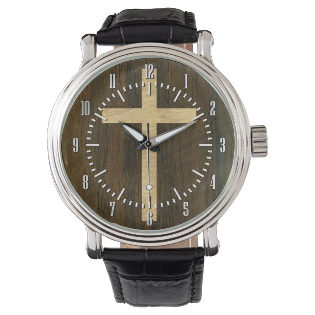 Basierendes Christliches Kreuzholz-Ahornholz Armbanduhr (Vorderseite)