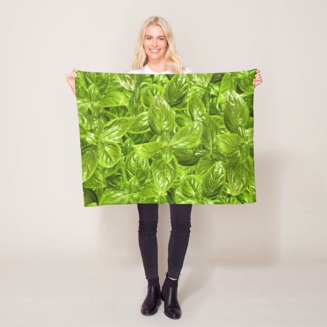 Basil-Blätter-Muster Fleecedecke (Beispiel)