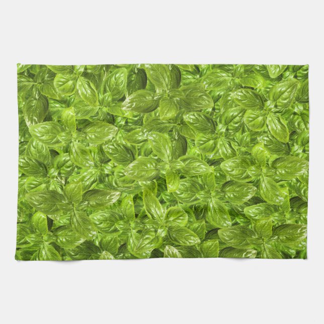 Basil-Blätter-Muster Geschirrtuch (Horizontal)