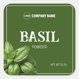 Basil-Etikett für kundenspezifisches Gewürz Quadratischer Aufkleber