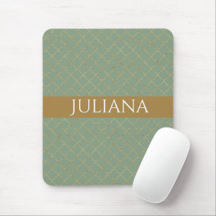 Basil Green Gold Vierpass Personalisiert Mousepad