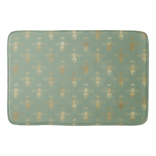Basil Green und Gold Queen Bee Badematte (Vorderseite)
