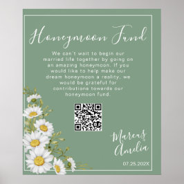 Basil Green & White Daisies Honeymoon Fund Poster