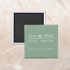 Basil Green & White Save the Date Magnet