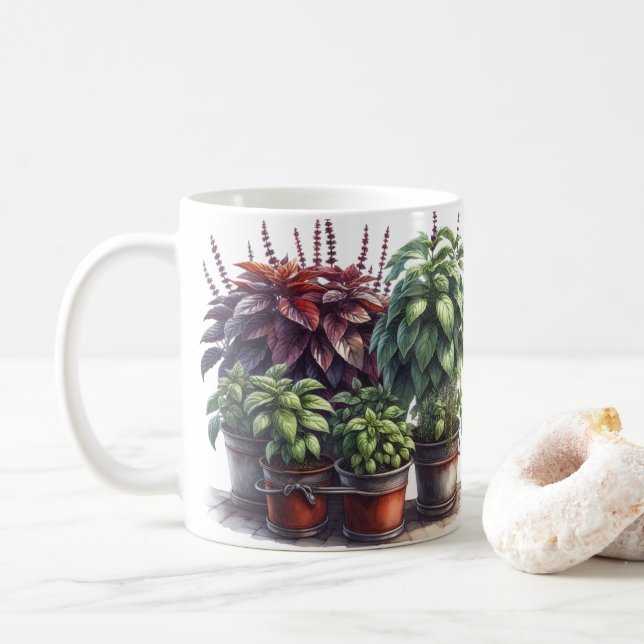 Basil Herb Garden Herbes culinaires Café Mug (Avec donut)