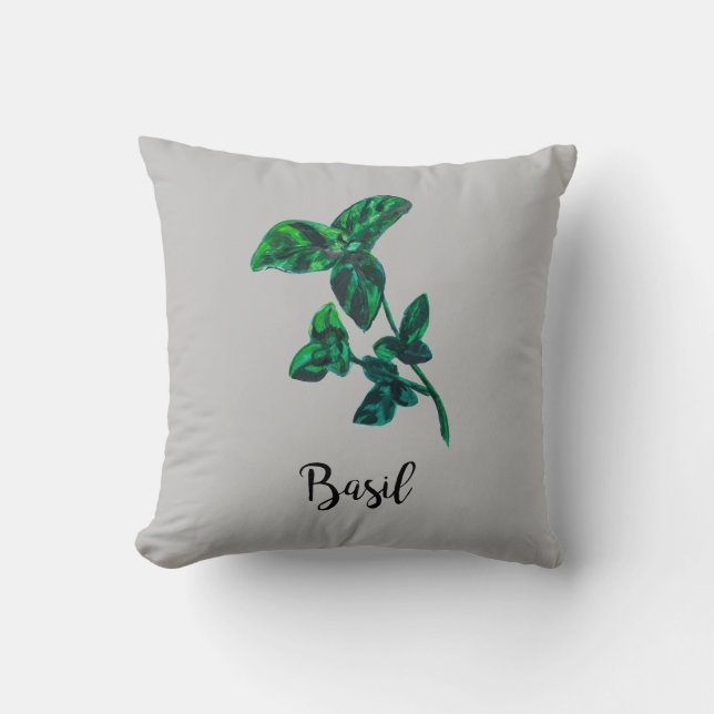 Basil Herb Garden Throw Kissen (Vorderseite)