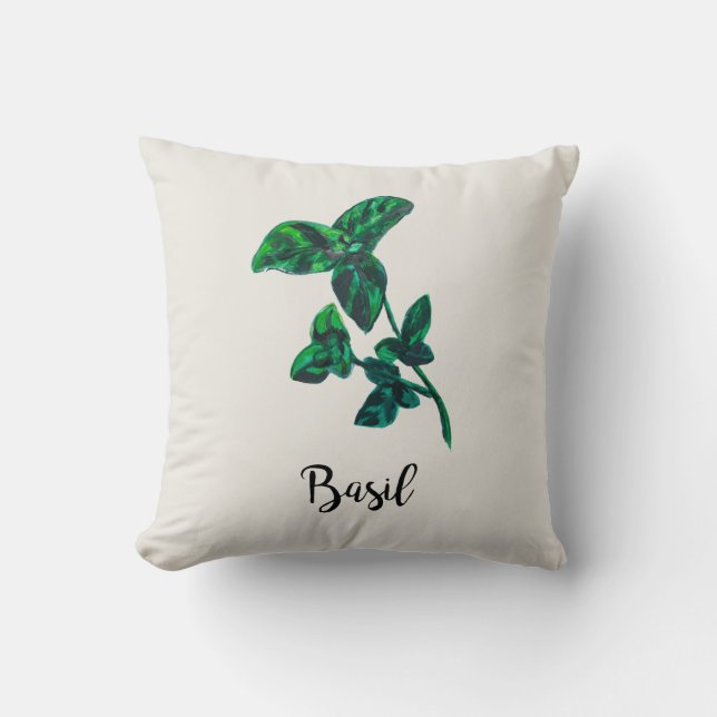 Basil Herb Garden Throw Kissen (Vorderseite)