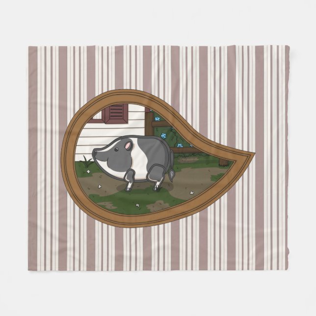 Basil the Pig Fleece Blanket (Vorderseite (Horizontal))