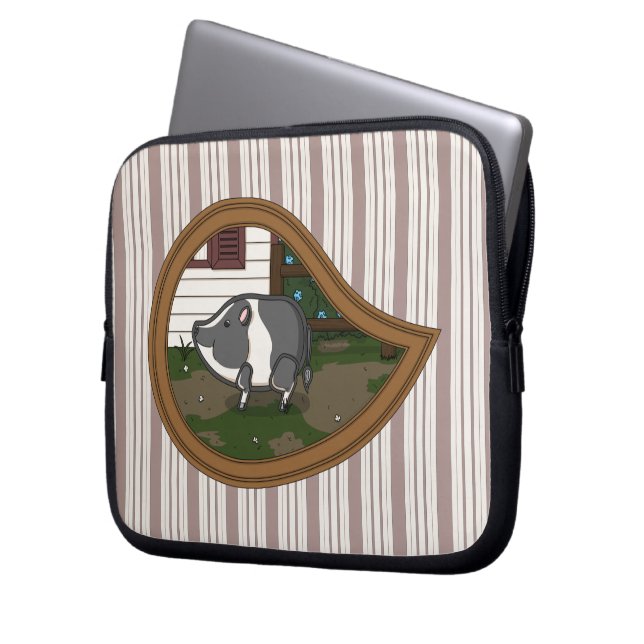 Basil the Pig Laptop Case (Vorderseite Links)